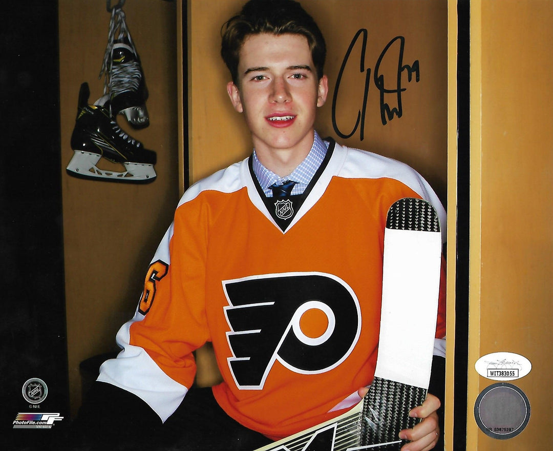 Carter Hart Locker Room Philadelphia Flyers Autographed 8" x 10" Hockey Photo