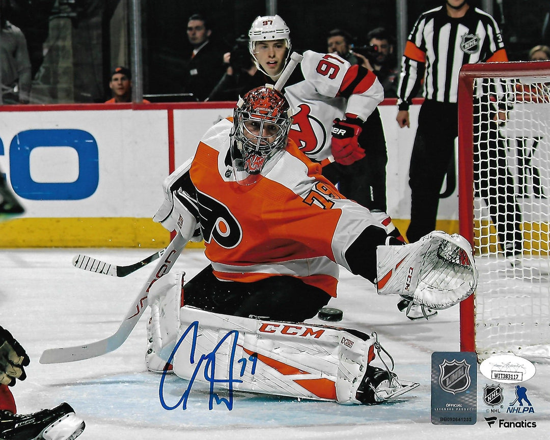 Carter Hart Philadelphia Flyers First Career Shutout Autographed NHL Hockey Photo