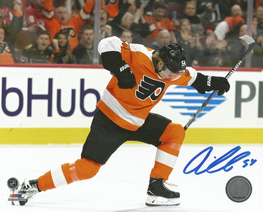 Oskar Lindblom First Goal Celebration Philadelphia Flyers Autographed 16" x 20" Hockey Photo
