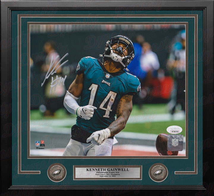 Kenneth Gainwell First Touchdown Philadelphia Eagles Autographed Framed Photo - JSA Authenticated