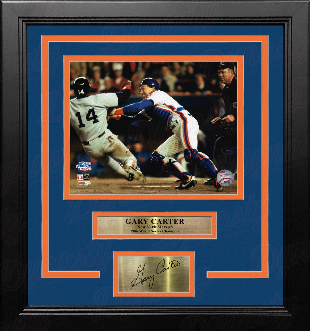 Gary Carter 1986 World Series New York Mets 8" x 10" Framed Baseball Photo with Engraved Autograph