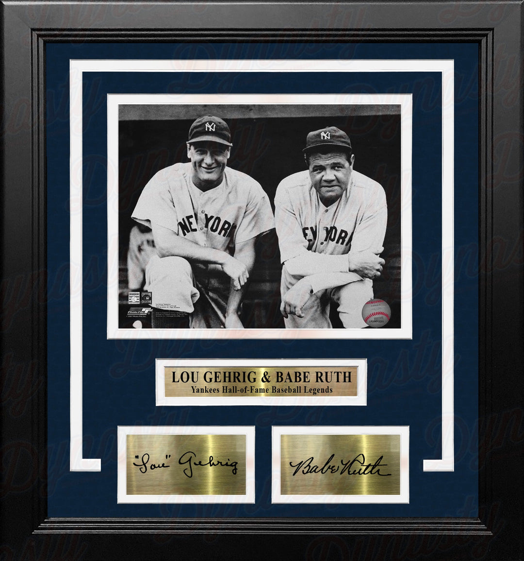 Lou Gehrig & Babe Ruth New York Yankees 8" x 10" Framed Baseball Photo with Engraved Autographs
