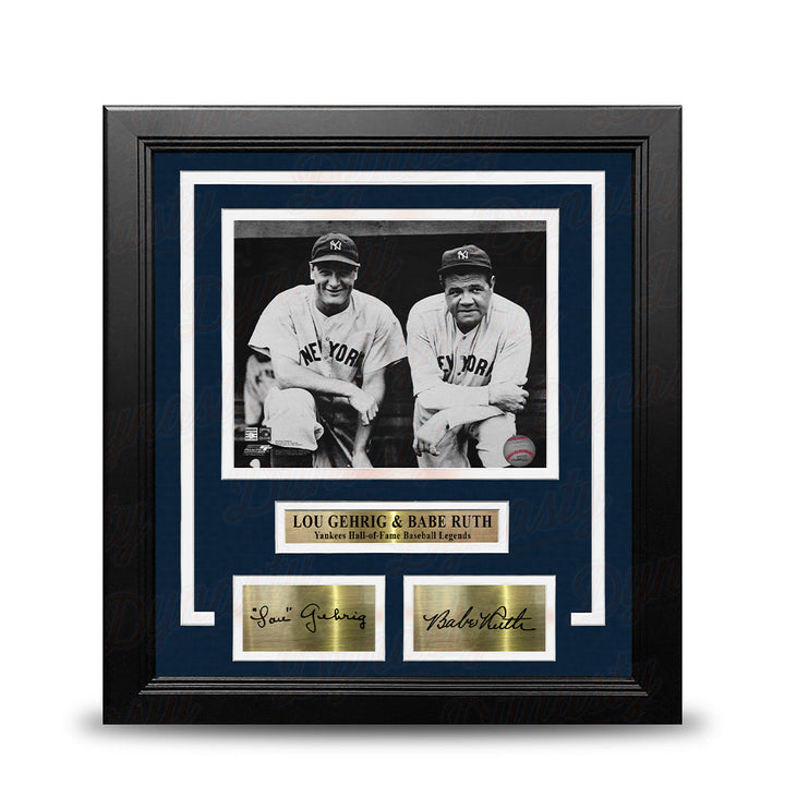 Lou Gehrig & Babe Ruth New York Yankees 8" x 10" Framed Baseball Photo with Engraved Autographs