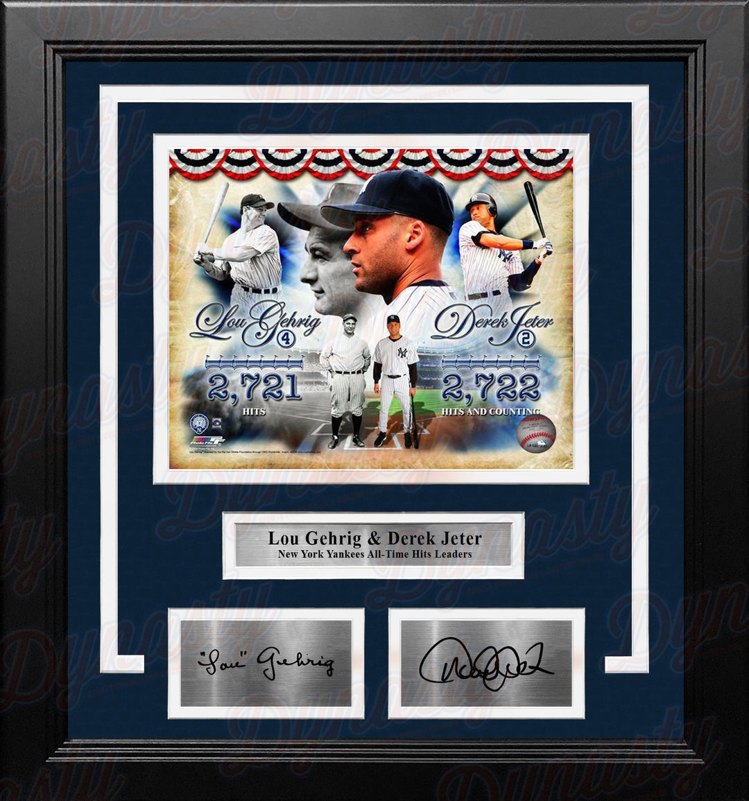 Lou Gehrig & Derek Jeter New York Yankees Hit Leaders 8" x 10" Framed Photo with Engraved Autographs