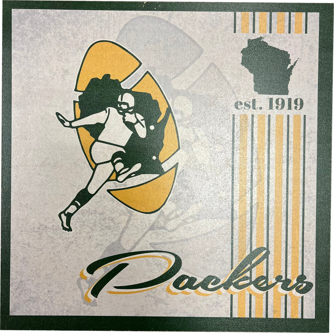 Green Bay Packers 9.5'' x 9.5'' Throwback Album Wood Sign
