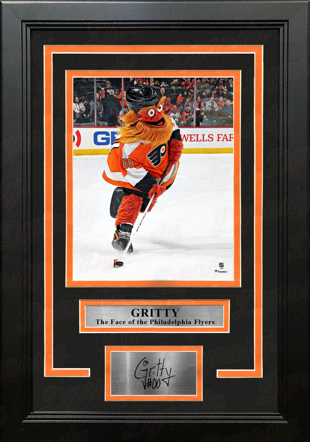 Gritty Skating Down the Ice Philadelphia Flyers 8" x 10" Framed Hockey Mascot Photo with Engraved Autograph