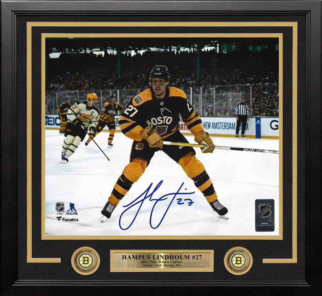 Hampus Lindholm 2023 Winter Classic Action Boston Bruins Autographed 11" x 14" Framed Hockey Photo