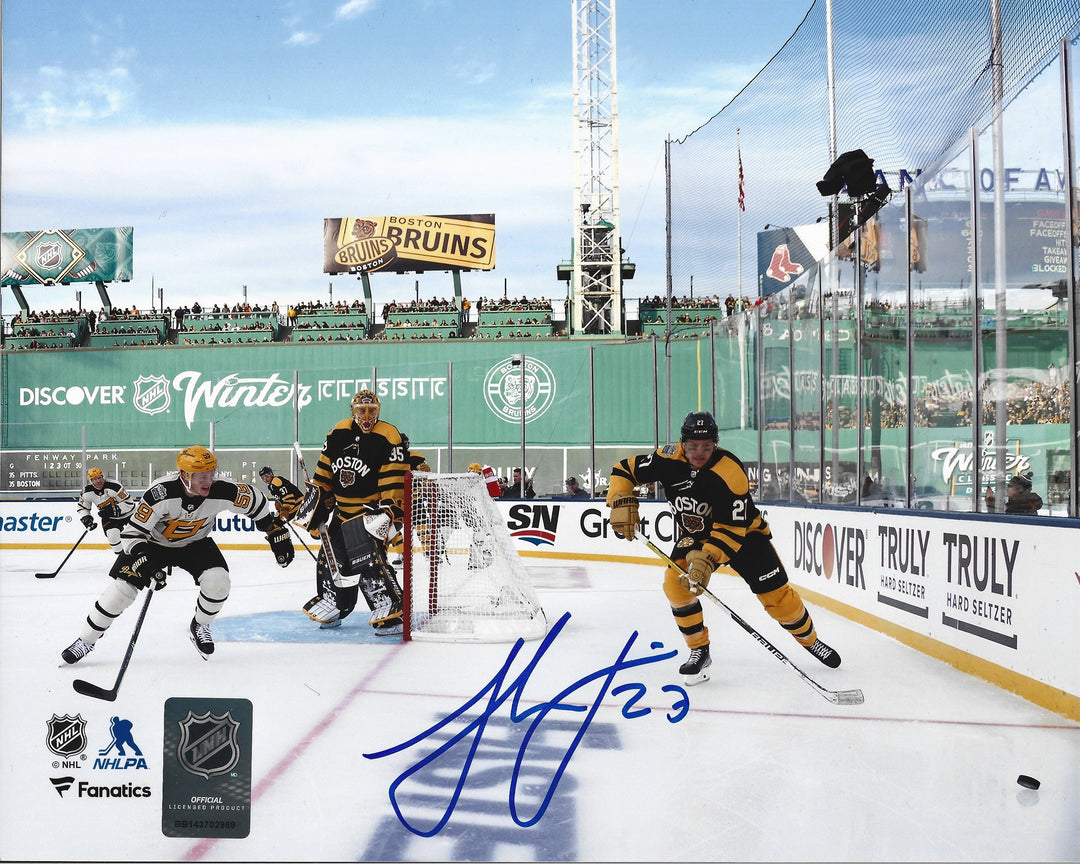 Hampus Lindholm 2023 Winter Classic Fenway Park Green Monster Boston Bruins 8x10 Autographed Photo