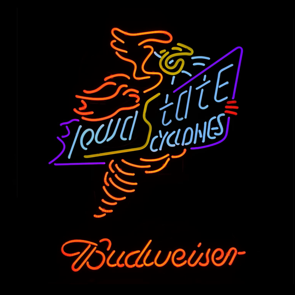 Iowa State Cyclone Logo Budweiser Beer Neon Signs Light
