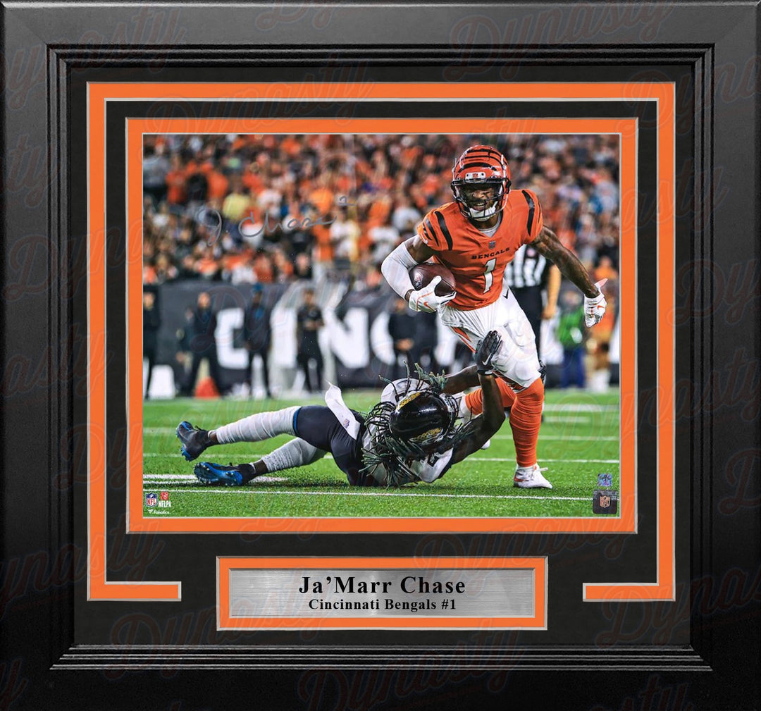Ja'Marr Chase in Action Cincinnati Bengals Autographed 8" x 10" Framed Football Photo