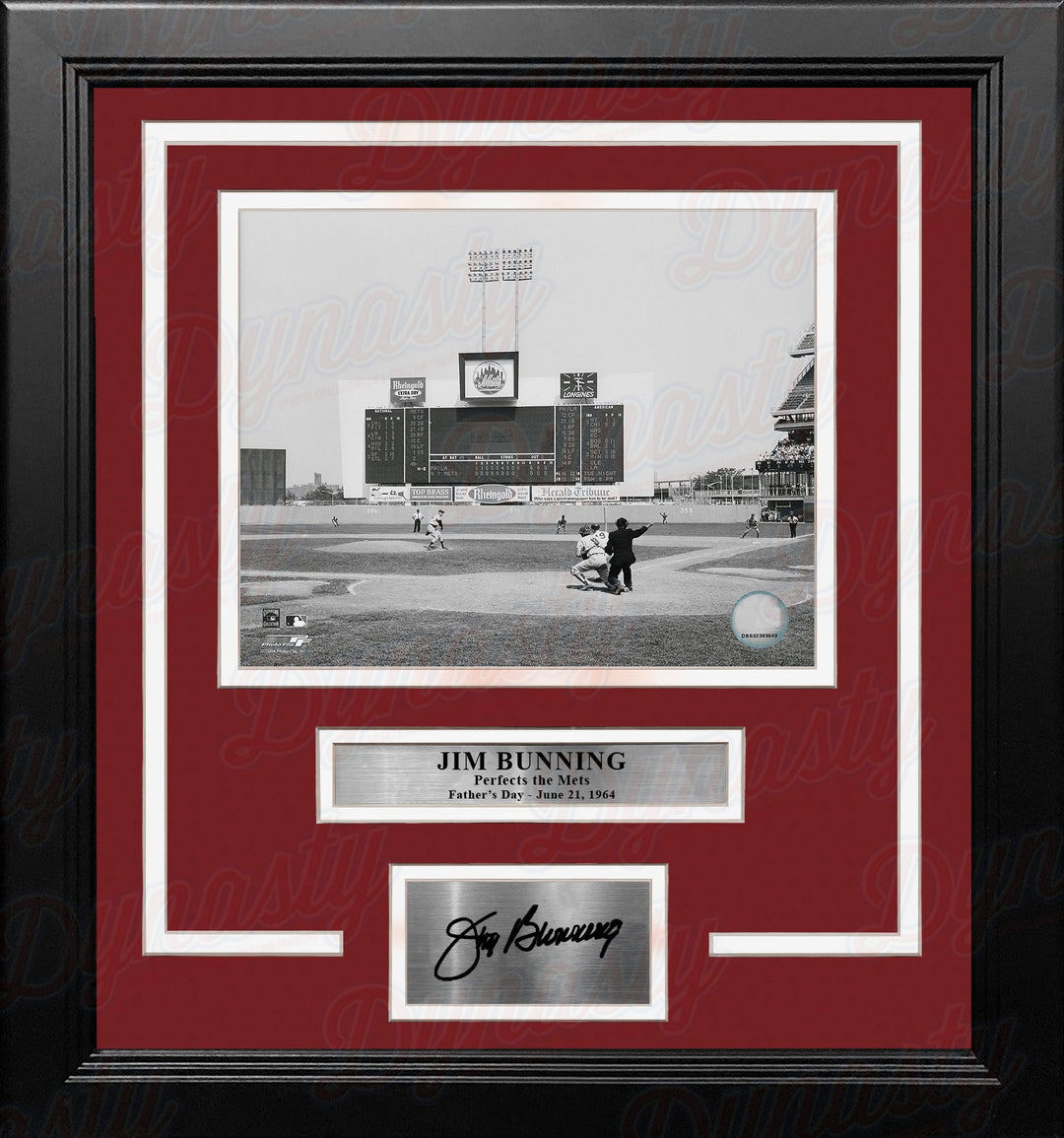 Jim Bunning Fathers Day Perfect Game Philadelphia Phillies 8x10 Framed Photo with Engraved Autograph