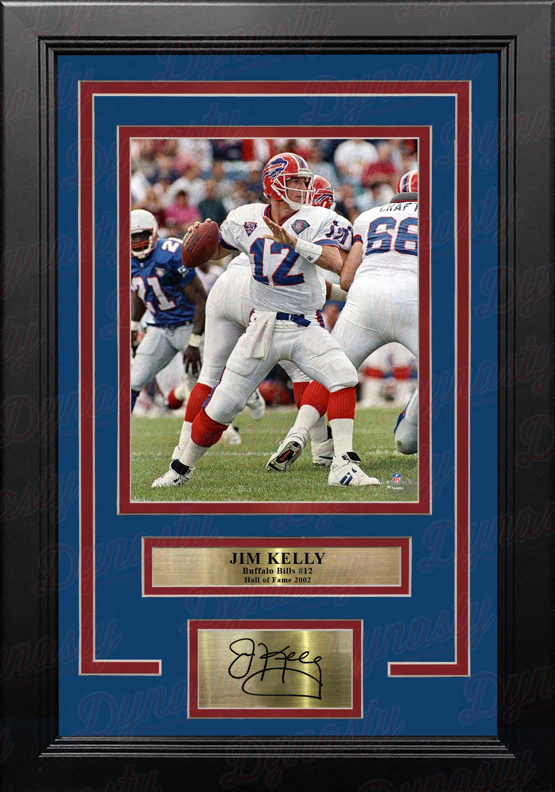 Jim Kelly v. New England Buffalo Bills 8" x 10" Framed Football Photo with Engraved Autograph