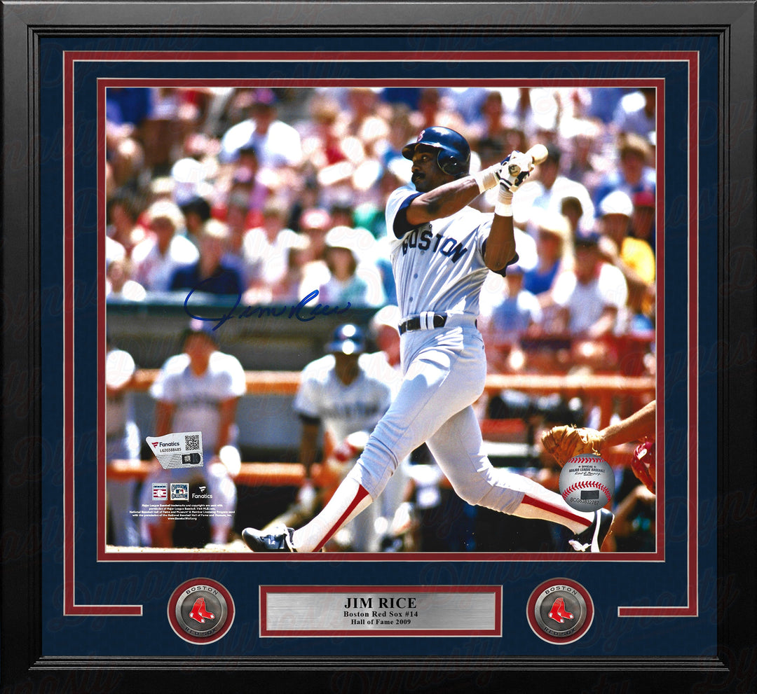Jim Rice Swinging Action Boston Red Sox Autographed 11" x 14" Framed Baseball Photo