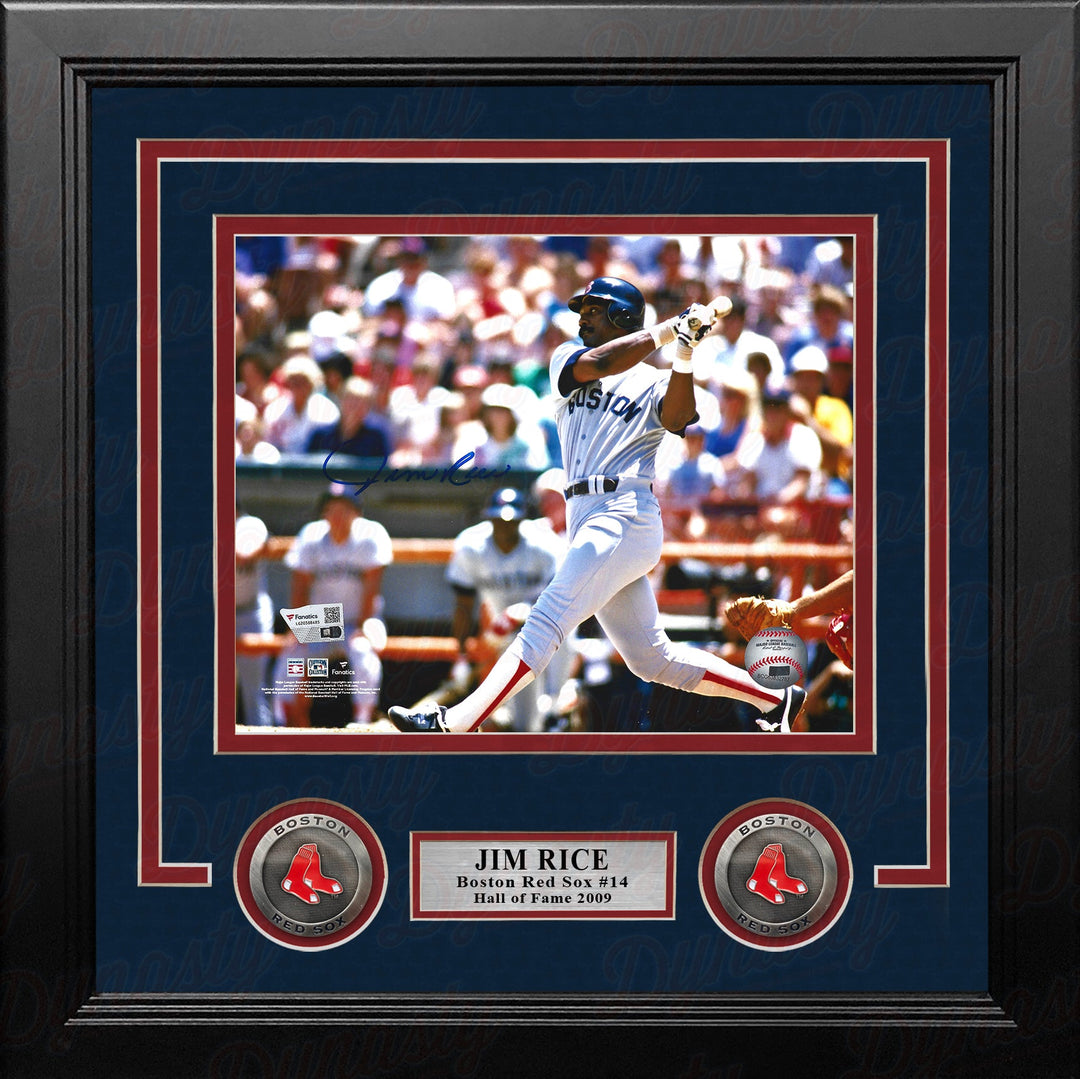 Jim Rice Swinging Action Boston Red Sox Autographed 8" x 10" Framed Baseball Photo