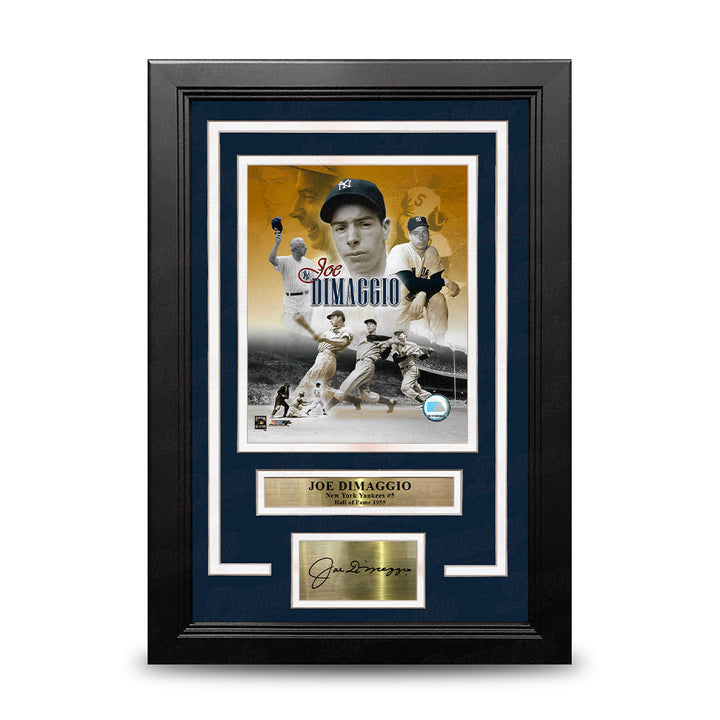 Joe DiMaggio New York Yankees 8" x 10" Framed Baseball Collage Photo with Engraved Autograph
