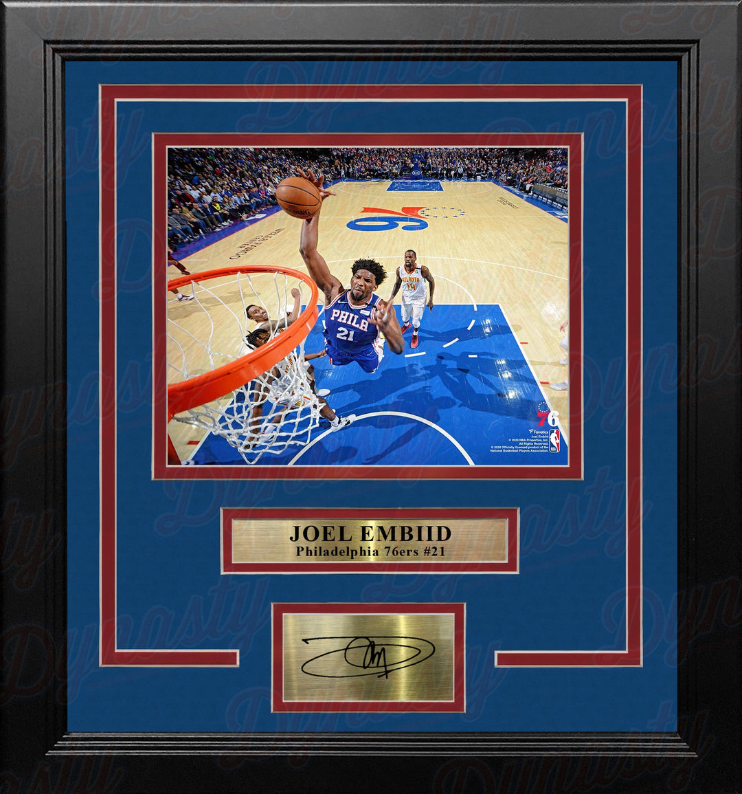 Joel Embiid Rim-Cam Dunk Philadelphia 76ers 8" x 10" Framed Basketball Photo with Engraved Autograph