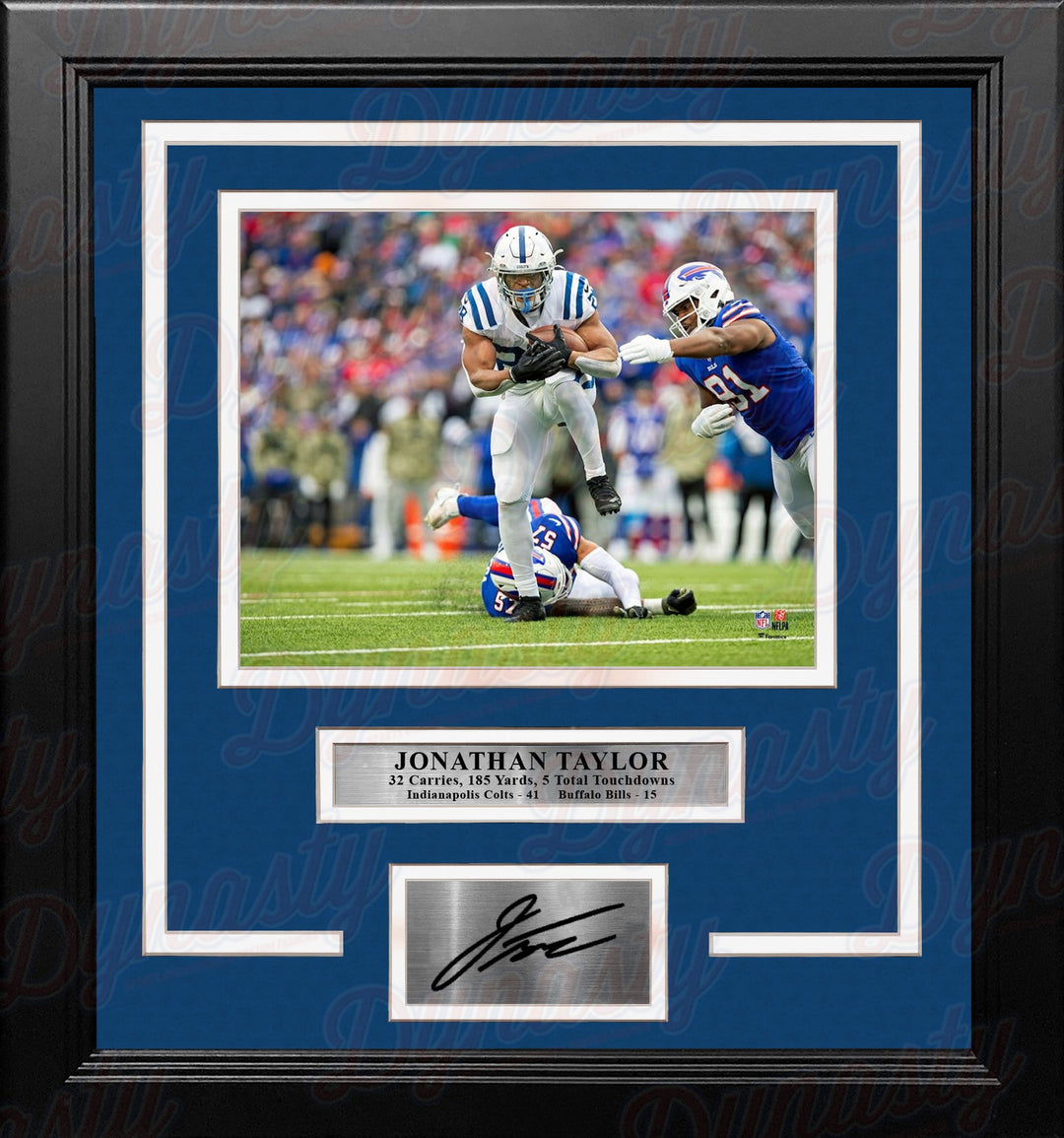 Jonathan Taylor 5 Touchdown Game Indianapolis Colts 8" x 10" Framed Football Photo with Engraved Autograph