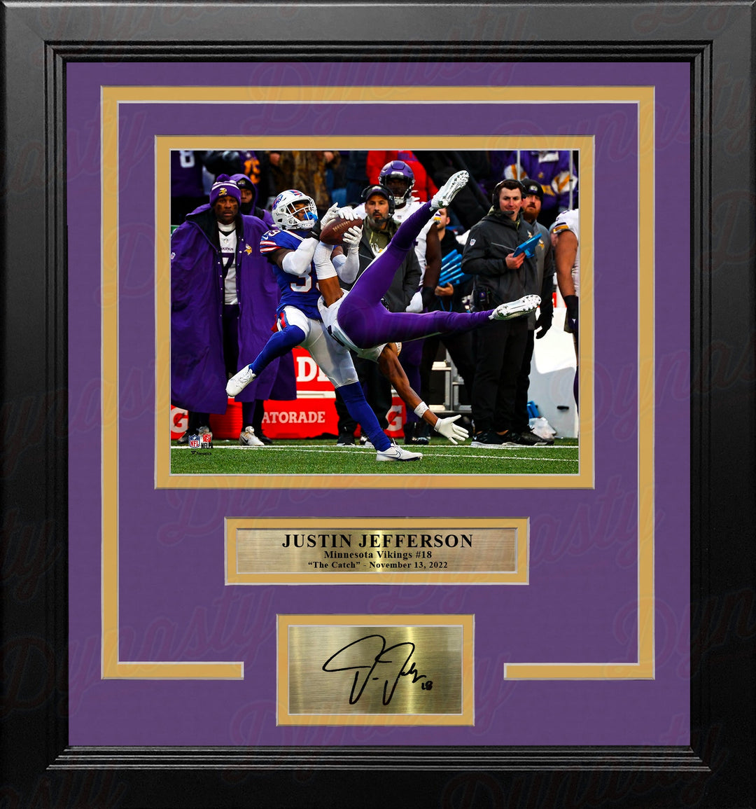 Justin Jefferson One-Handed Catch Minnesota Vikings 8"x10 Framed Photo with Engraved Autograph