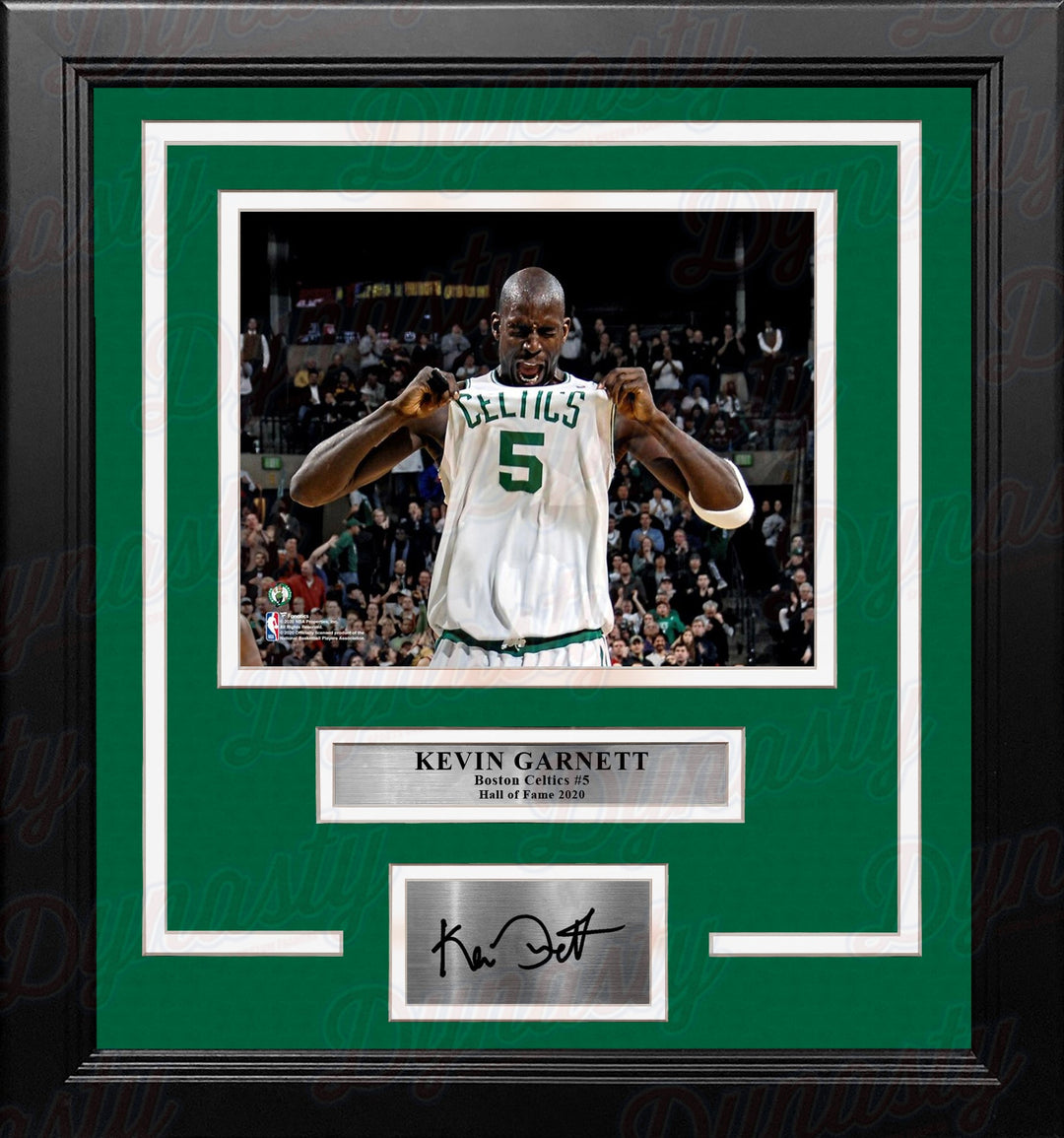 Kevin Garnett Celebration Boston Celtics 8" x 10" Framed Basketball Photo with Engraved Autograph