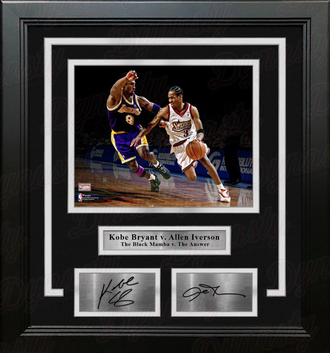 Kobe Bryant v. Allen Iverson 8" x 10" Framed Basketball Legends Photo with Engraved Autographs