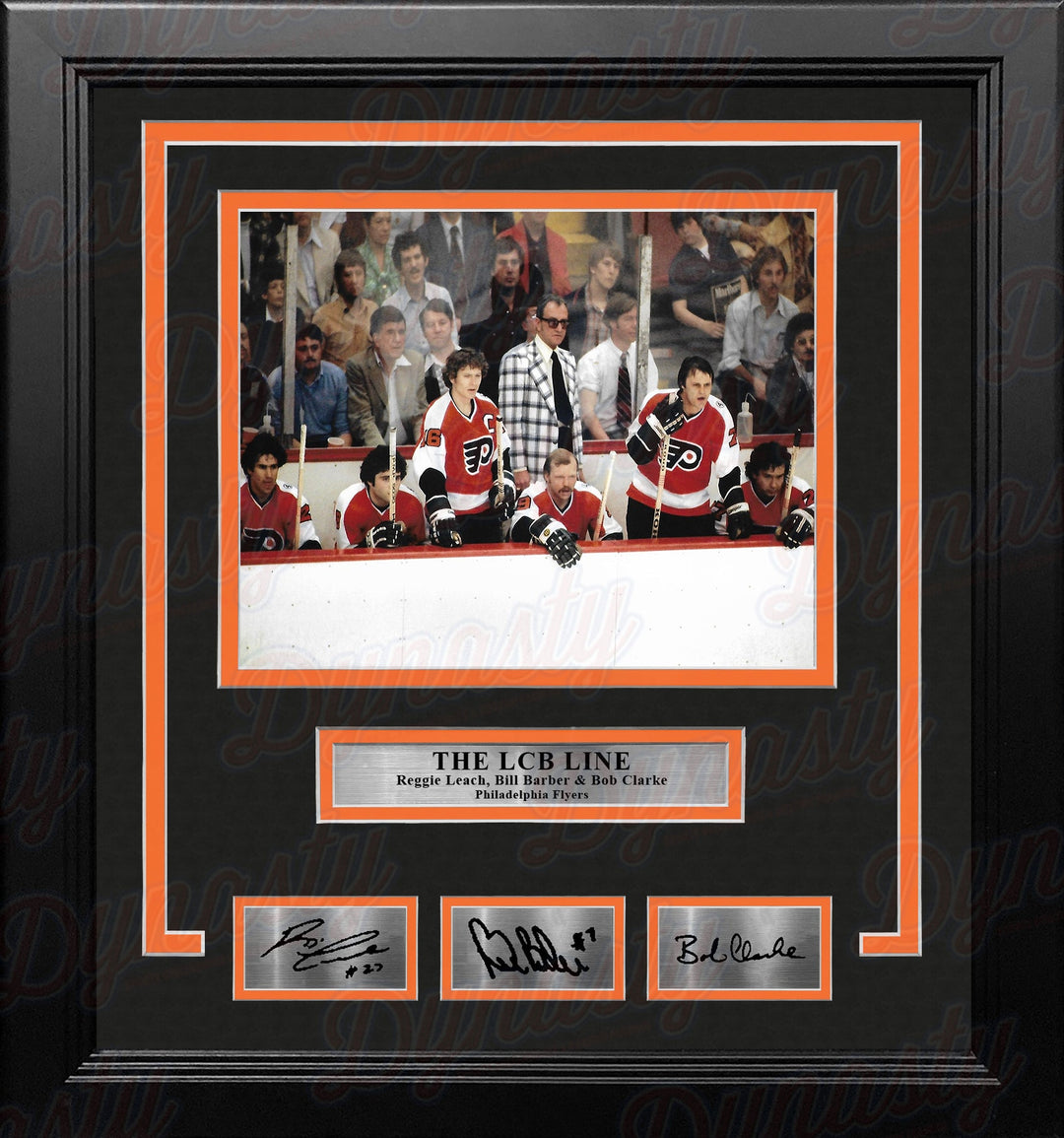 LCB Line Watching from the Bench Philadelphia Flyers Framed Hockey Photo with Engraved Autographs