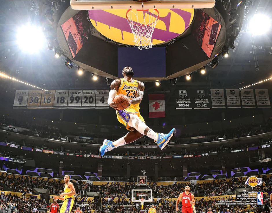 LeBron James Aerial Dunk Los Angeles Lakers 8" x 10" Basketball Photo