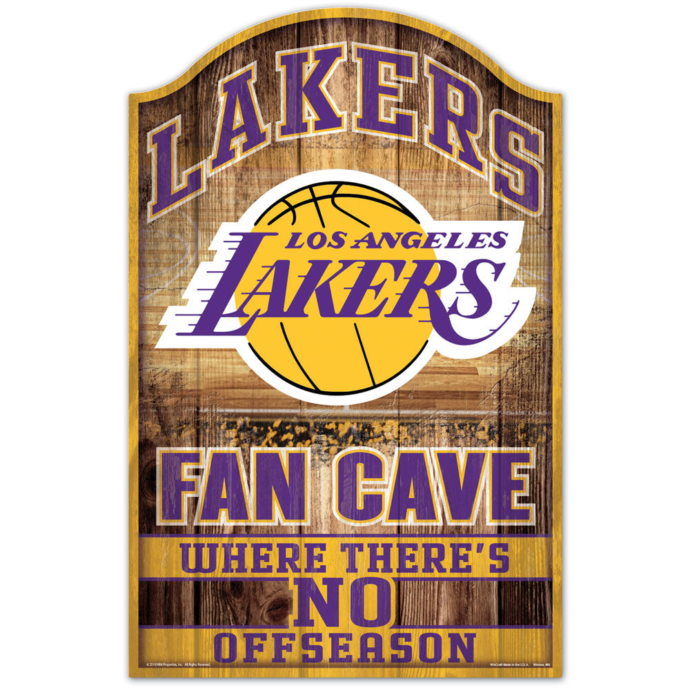 Los Angeles Lakers Fan Cave 11" x 17" Wood Sign