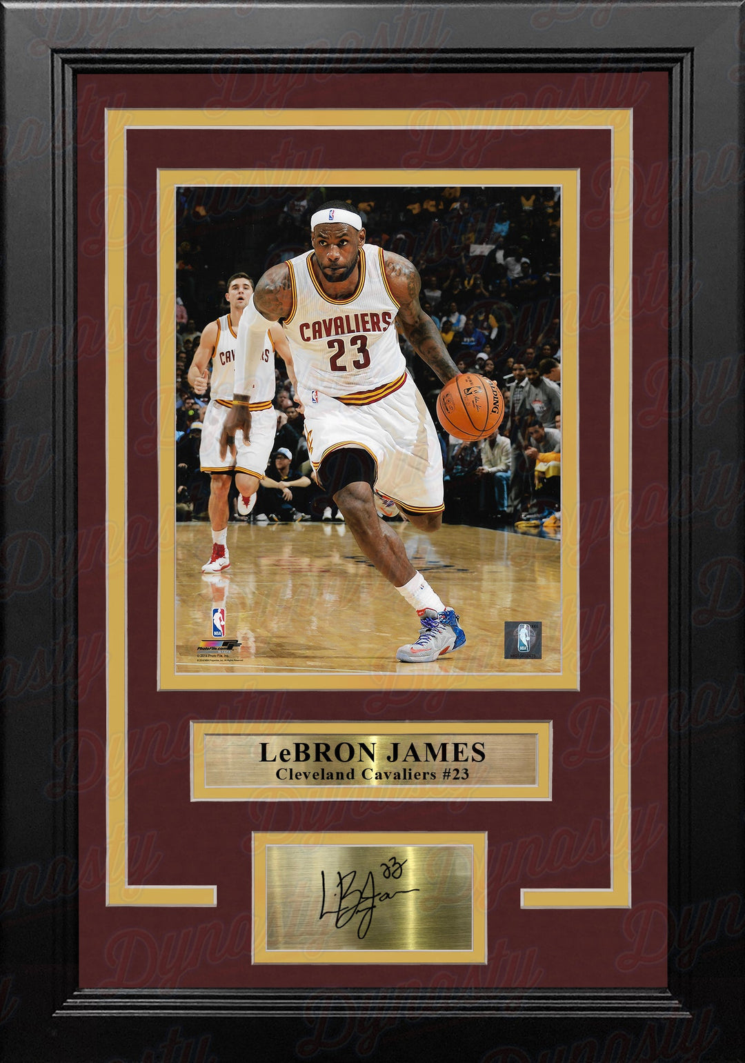 LeBron James in Action Cleveland Cavaliers 8" x 10" Framed Basketball Photo with Engraved Autograph