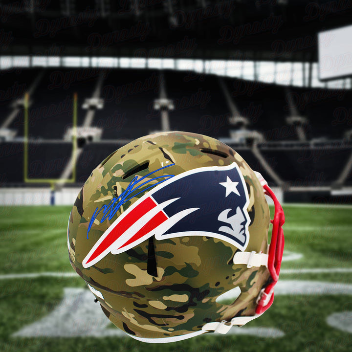 Mac Jones New England Patriots Autographed Authentic Camo Football Helmet