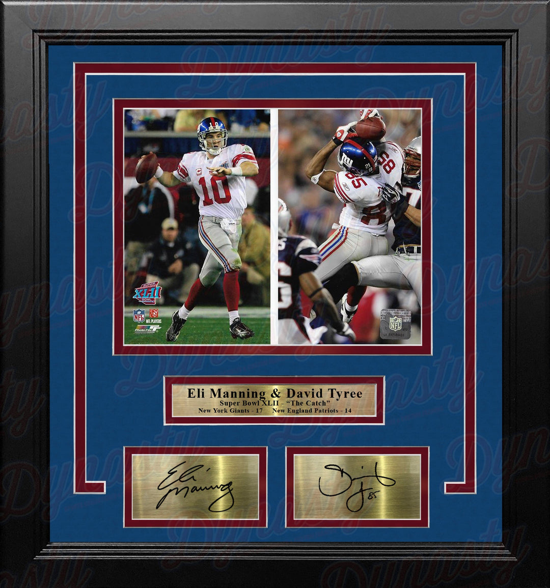 Eli Manning & David Tyree Super Bowl Catch NY Giants 8x10 Framed Photo with Engraved Autographs