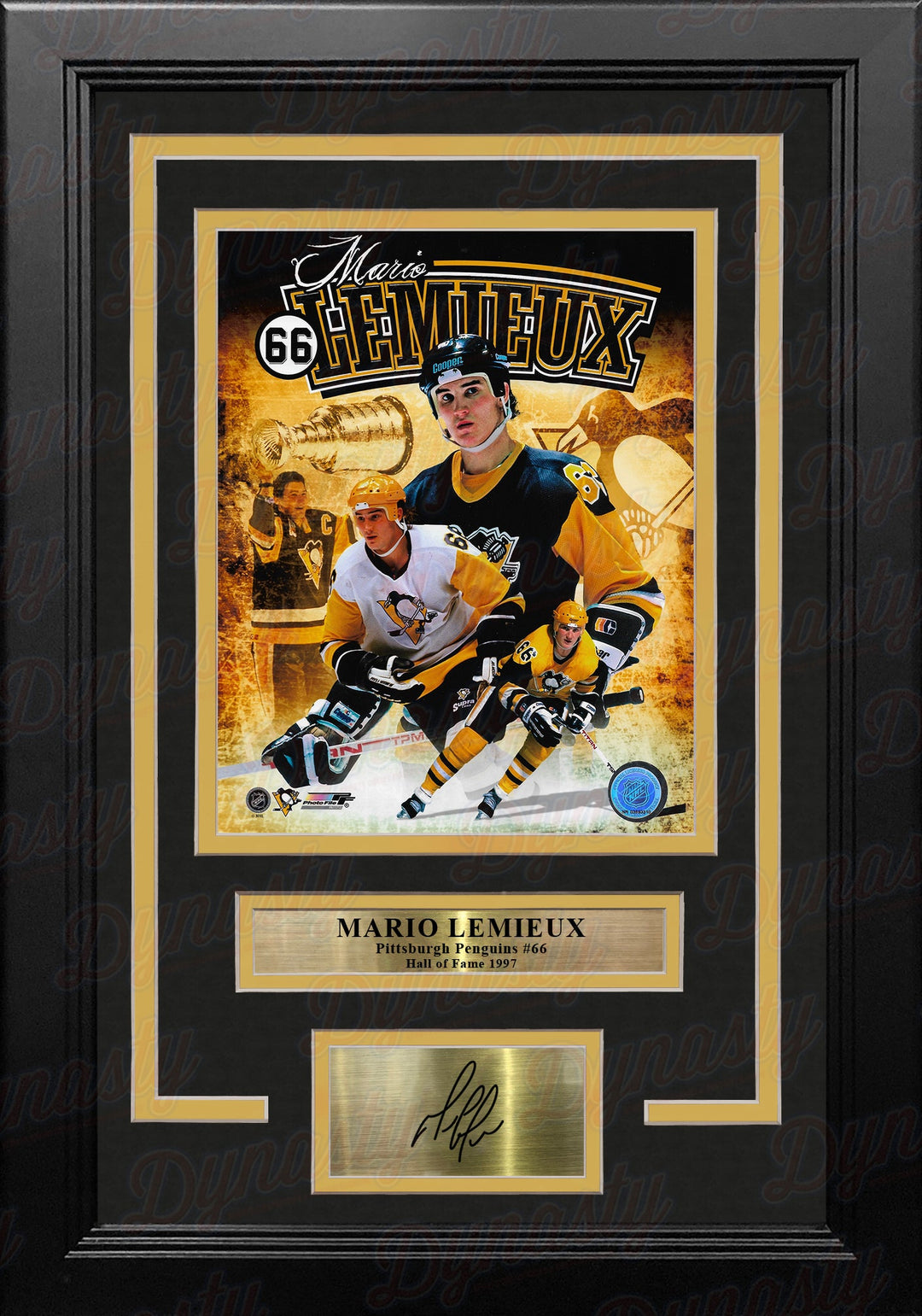Mario Lemieux Pittsburgh Penguins 8x10 Framed Hockey Collage Photo with Engraved Autograph