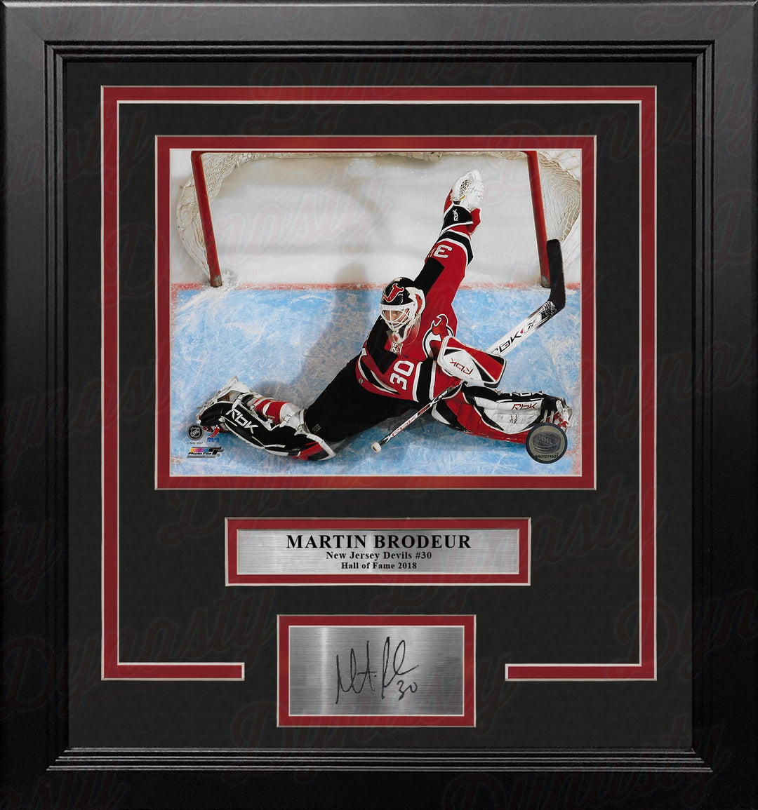 Martin Brodeur Save New Jersey Devils 8" x 10" Framed Hockey Photo with Engraved Autograph