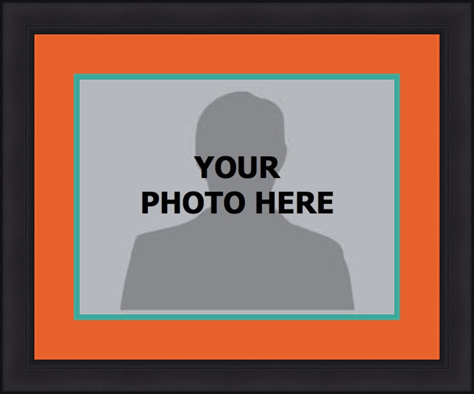 MLB Baseball Photo Picture Frame Kit - Miami Marlins (Orange Matting, Teal Trim)