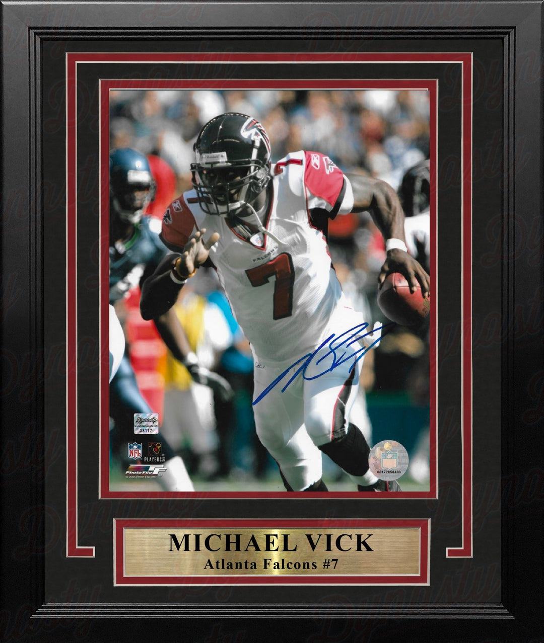 Michael Vick in White Atlanta Falcons Autographed 8" x 10" Framed Football Photo