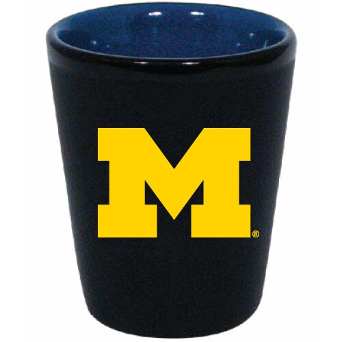 Michigan Wolverines Matte Black/Inner Color Shot Glass