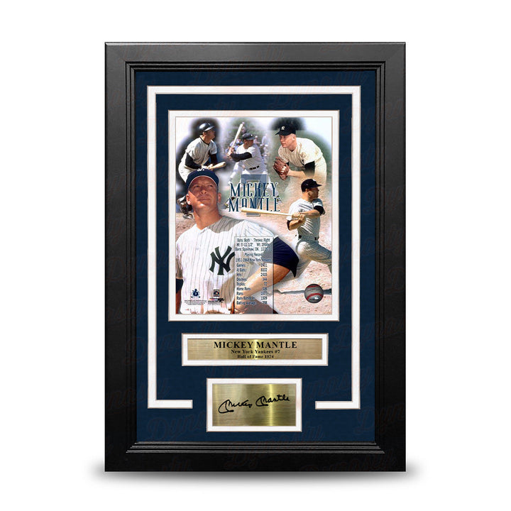 Mickey Mantle Stat Collage New York Yankees 8" x 10" Framed Baseball Photo with Engraved Autograph