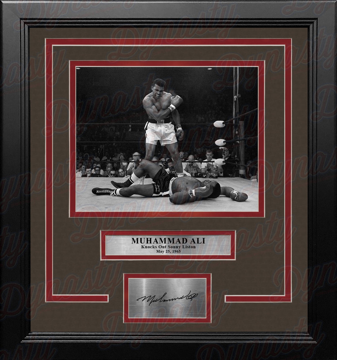 Muhammad Ali Knocks Out Sonny Liston Framed Boxing Photo with Engraved Autograph