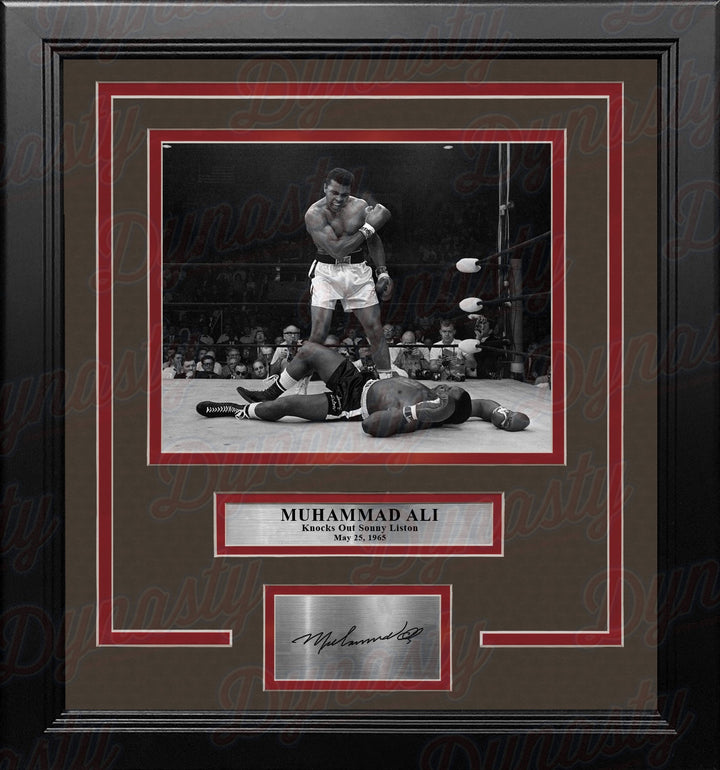 Muhammad Ali Knocks Out Sonny Liston Framed Boxing Photo with Engraved Autograph