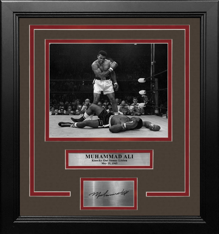 Muhammad Ali Knocks Out Sonny Liston Framed Boxing Photo with Engraved Autograph