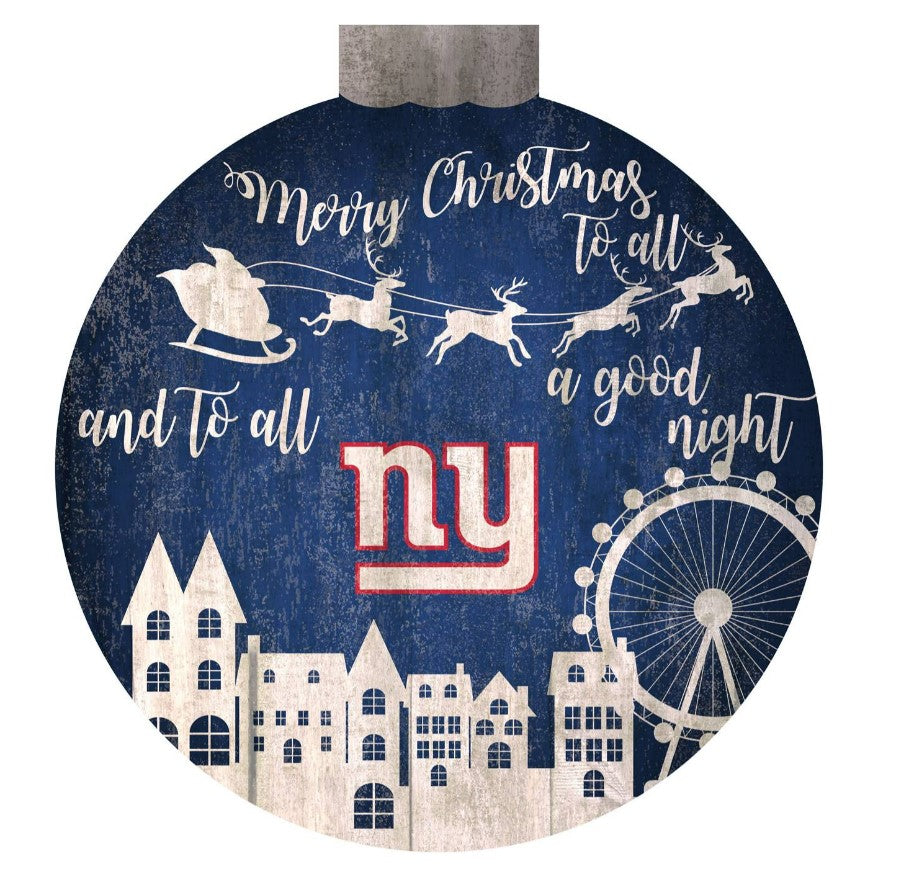 New York Giants 12" Christmas Village Wall Art Wood Sign