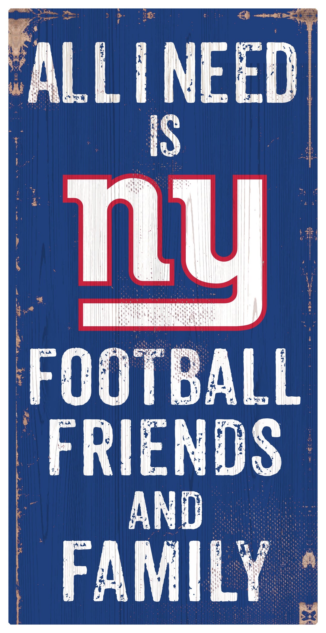 New York Giants Football, Friends, & Family Blue Wood Sign