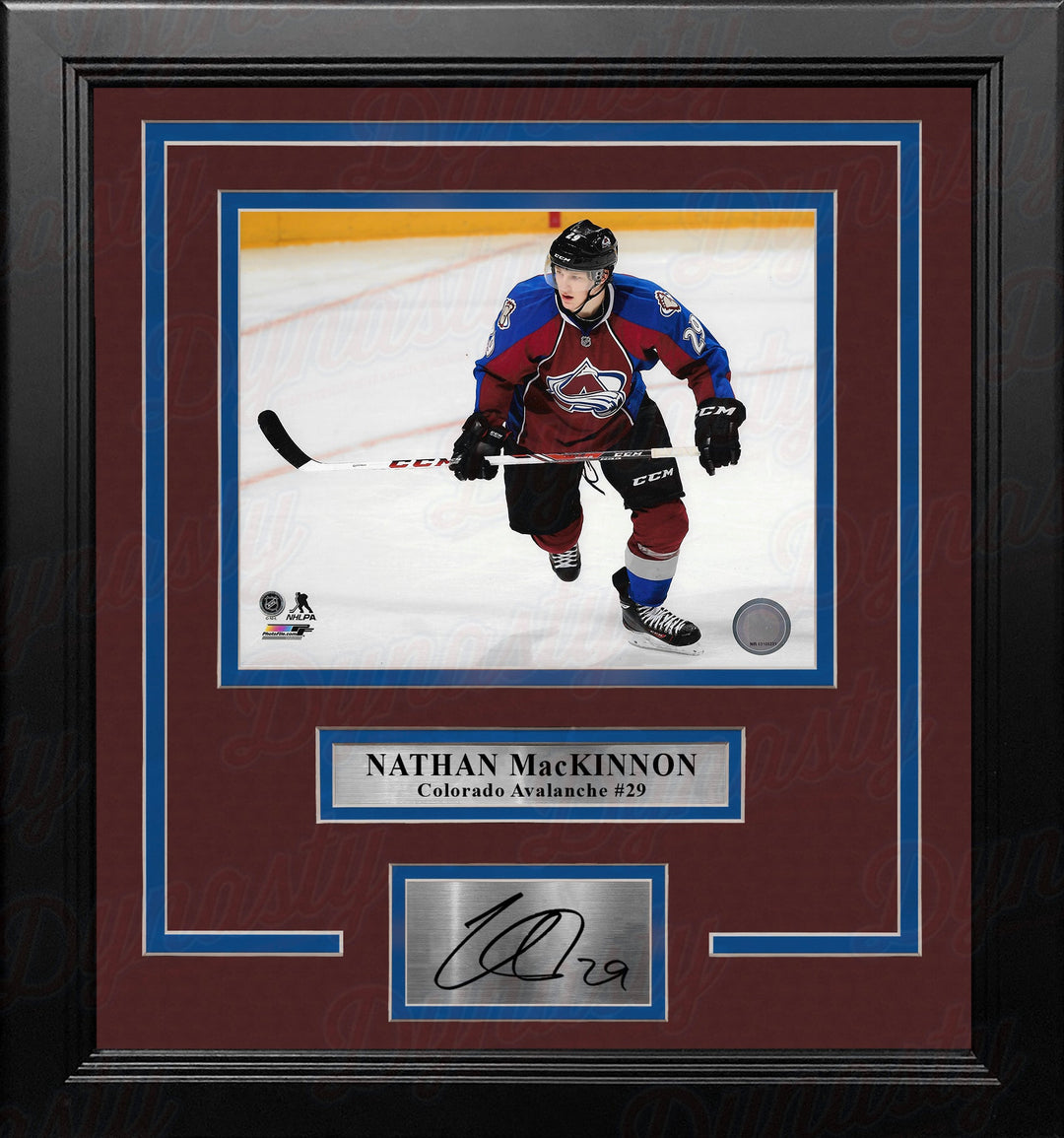 Nathan MacKinnon in Action Colorado Avalanche 8" x 10" Framed Hockey Photo with Engraved Autograph