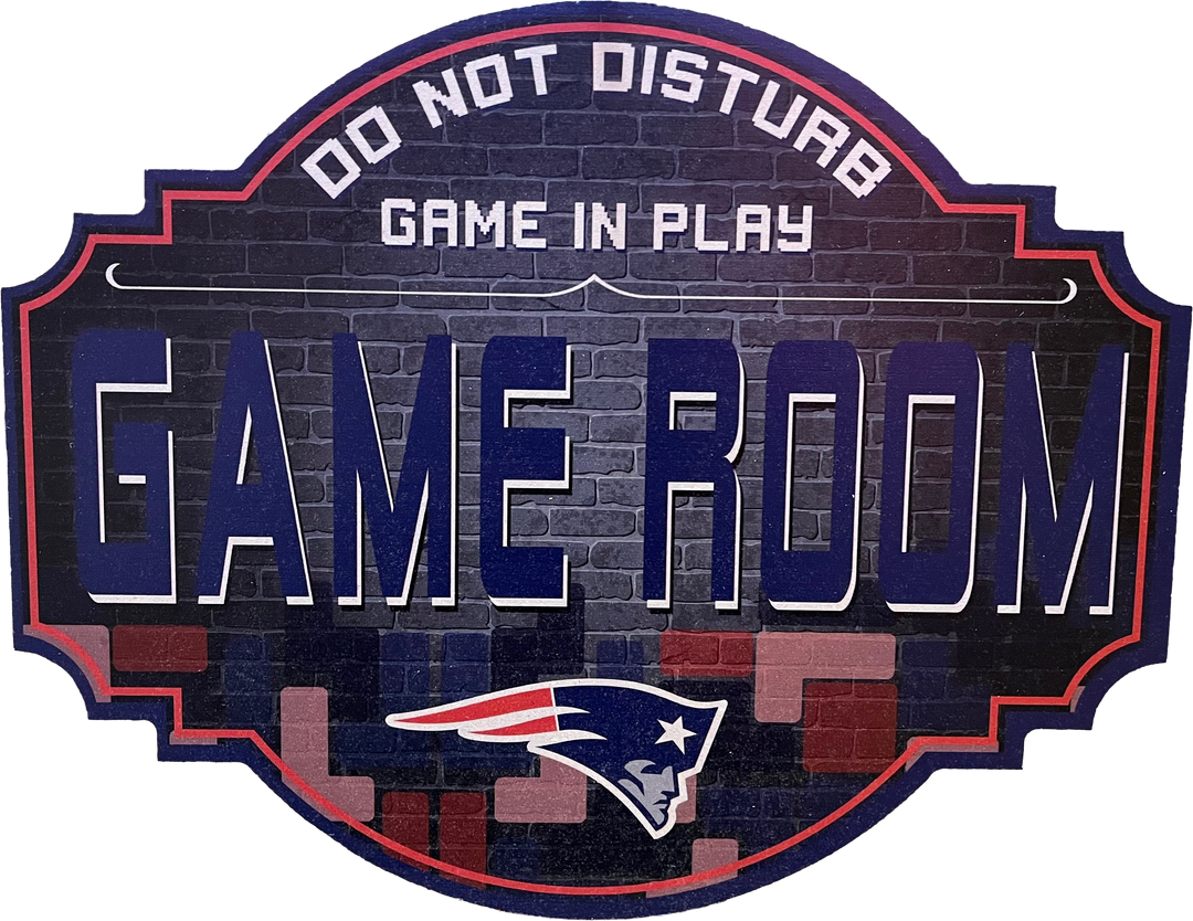 New England Patriots 12" Game Room Wood Sign