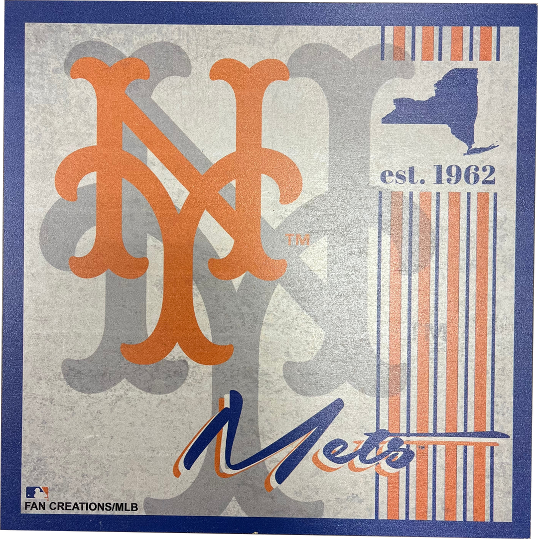 New York Mets 9.5'' x 9.5'' Throwback Album Wood Sign