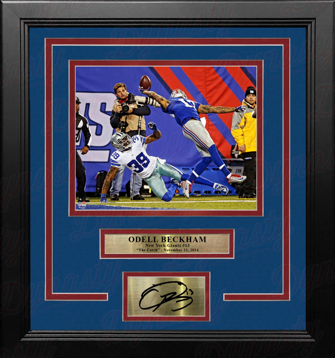 Odell Beckham One-Handed Touchdown Catch New York Giants 8x10 Framed Photo with Engraved Autograph