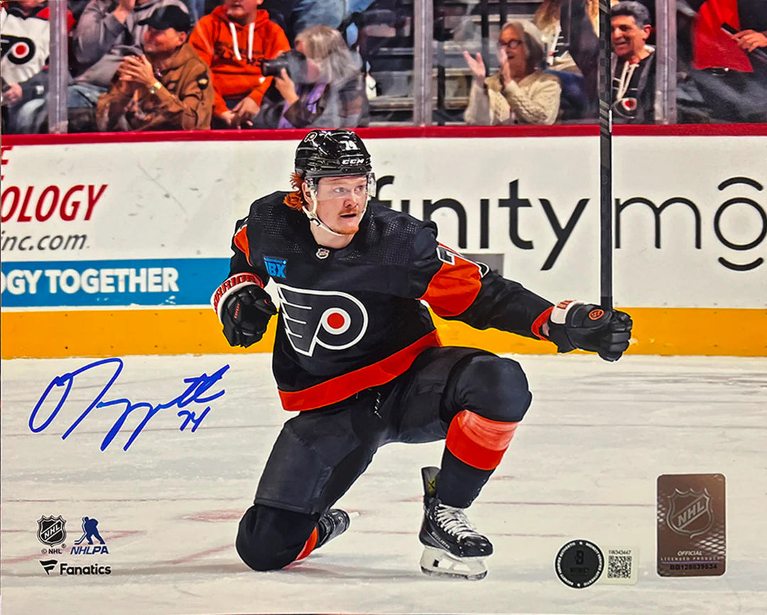Owen Tippett Knee Celebration Philadelphia Flyers Autographed 11" x 14" Hockey Photo