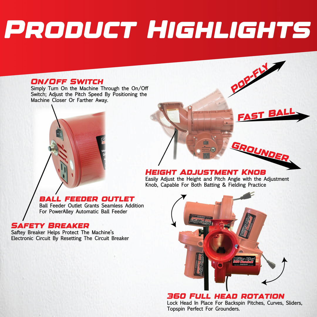 Heater Sports Power Alley Lite 360 Baseball Pitching Machine