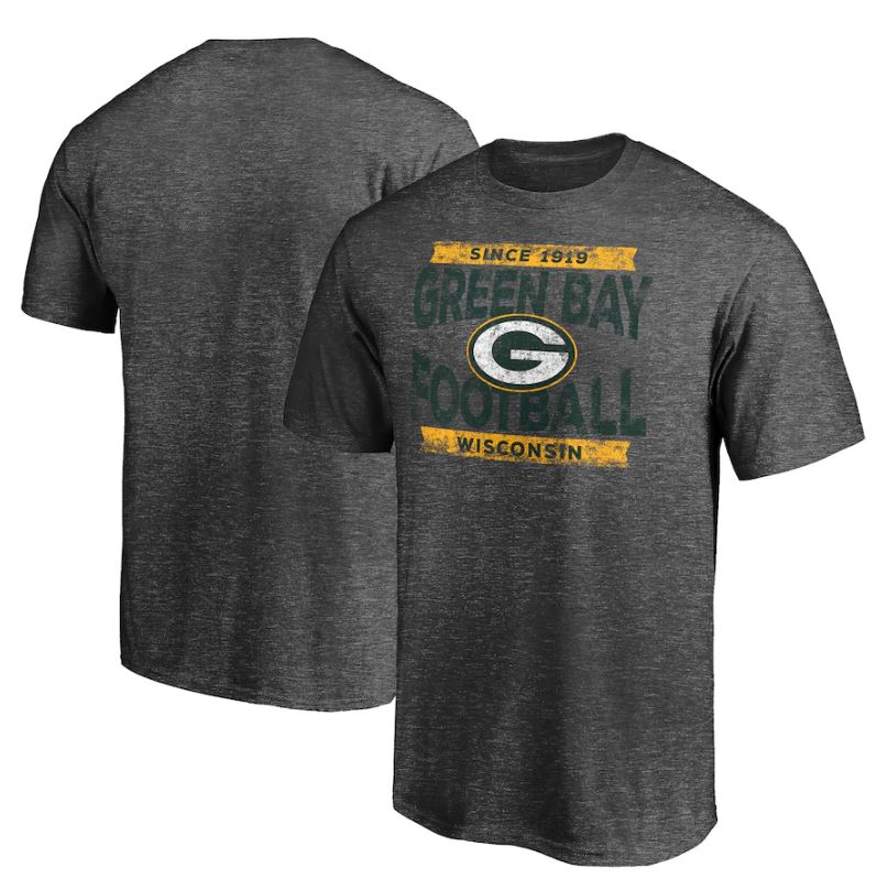 Green Bay Packers Heroic Play T-Shirt - Heathered Charcoal
