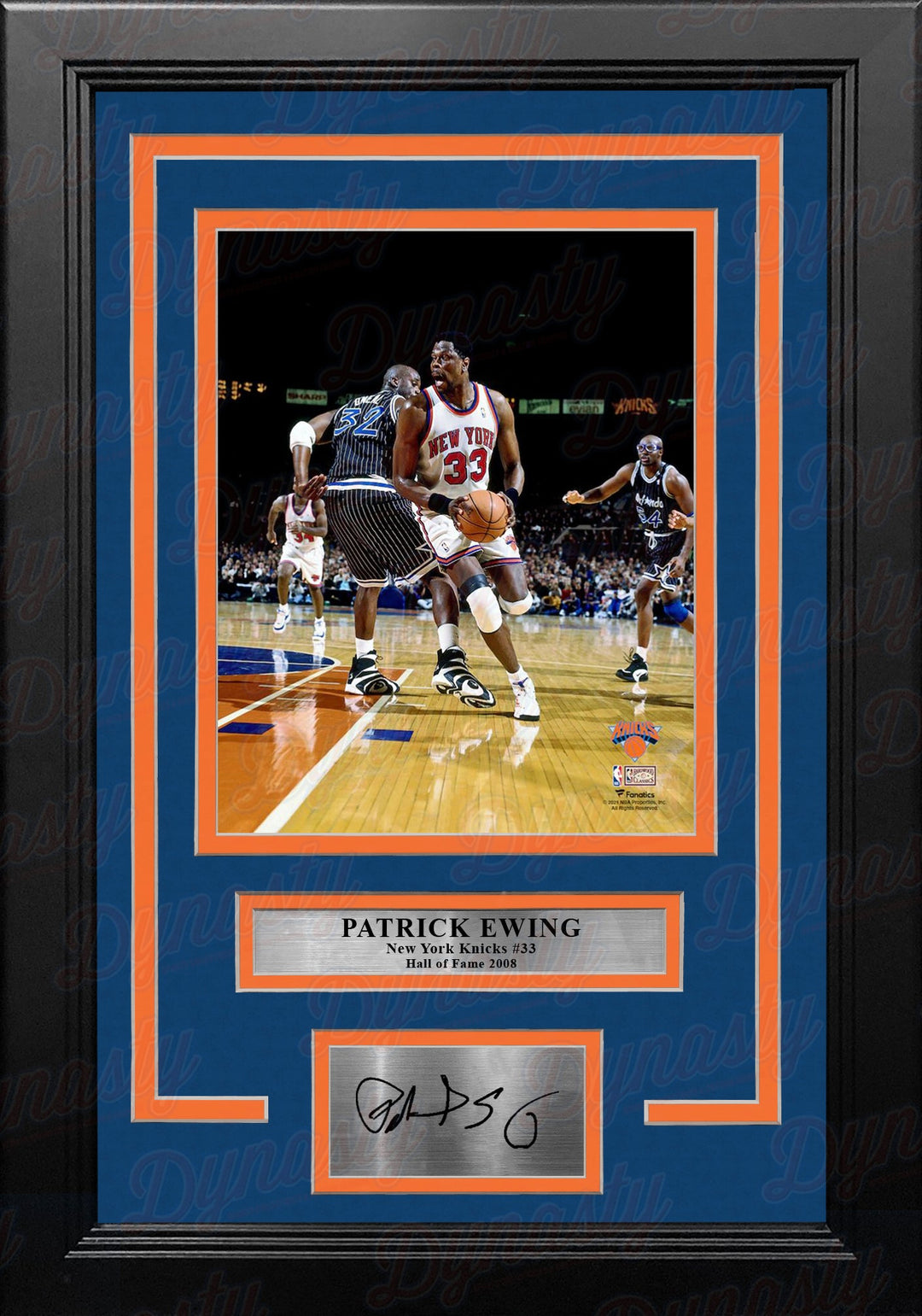 Patrick Ewing v. Shaquille O'Neal NY Knicks 8x10 Framed Basketball Photo with Engraved Autograph