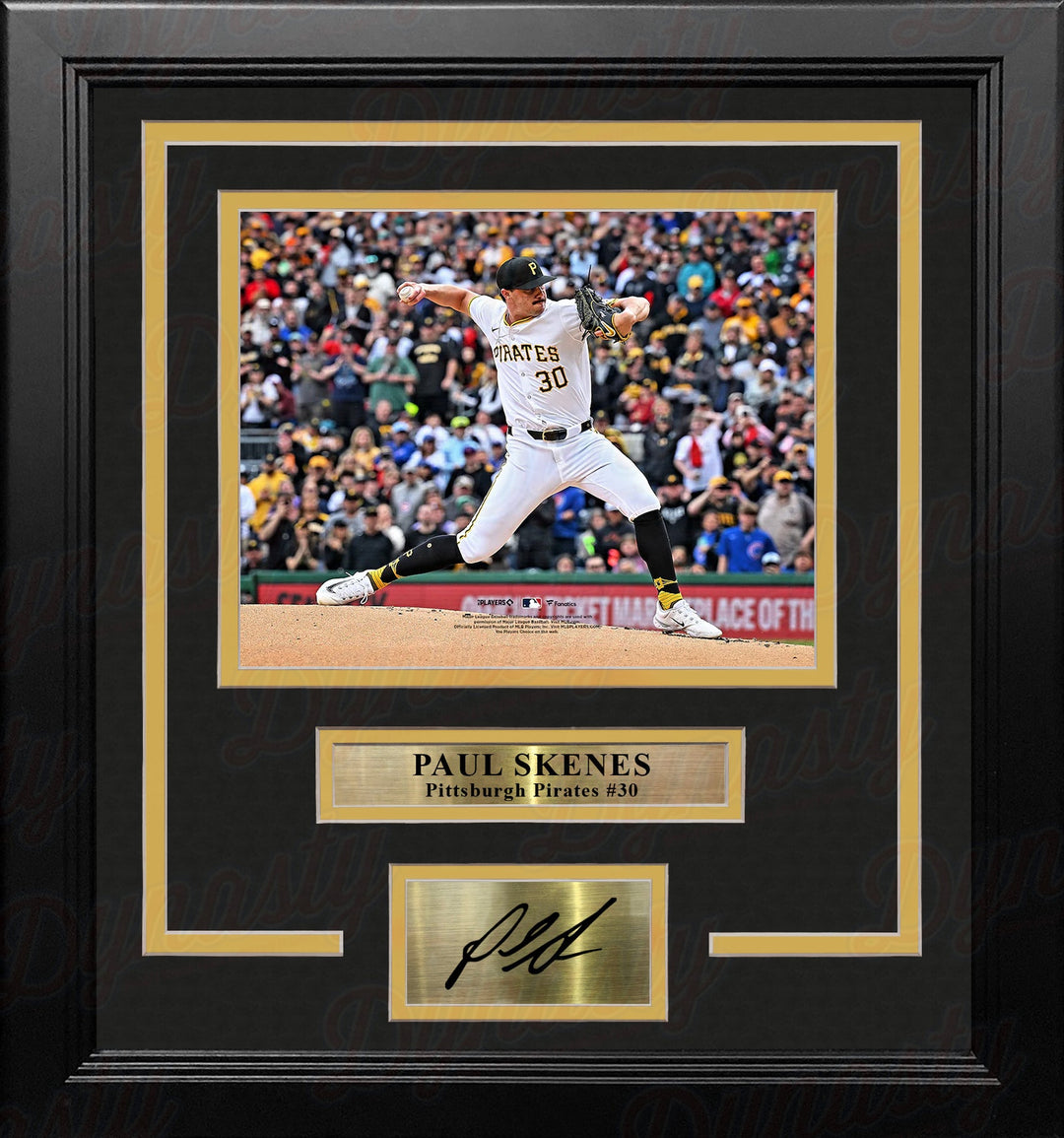 Paul Skenes in Action Pittsburgh Pirates 8" x 10" Framed Baseball Photo with Engraved Autograph
